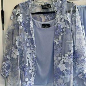 Wedding ready pant suit with flowy pants, tank and jacket-beautiful periwinkle